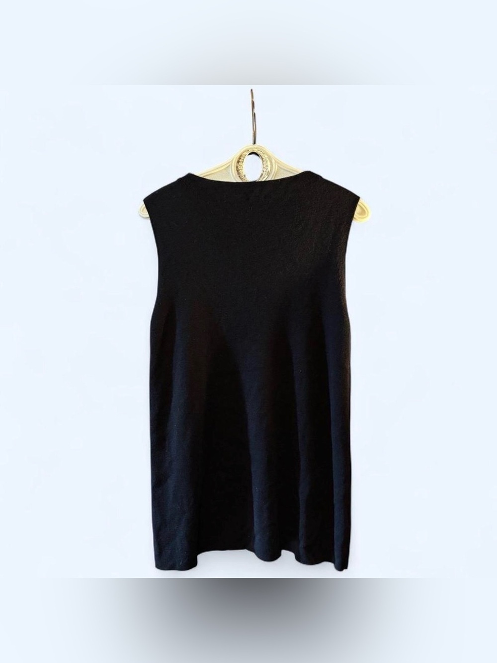 Eileen Fisher 100% Wool Sleeveless Knit Tunic Blouse Top Women's Small Black - Picture 2 of 5
